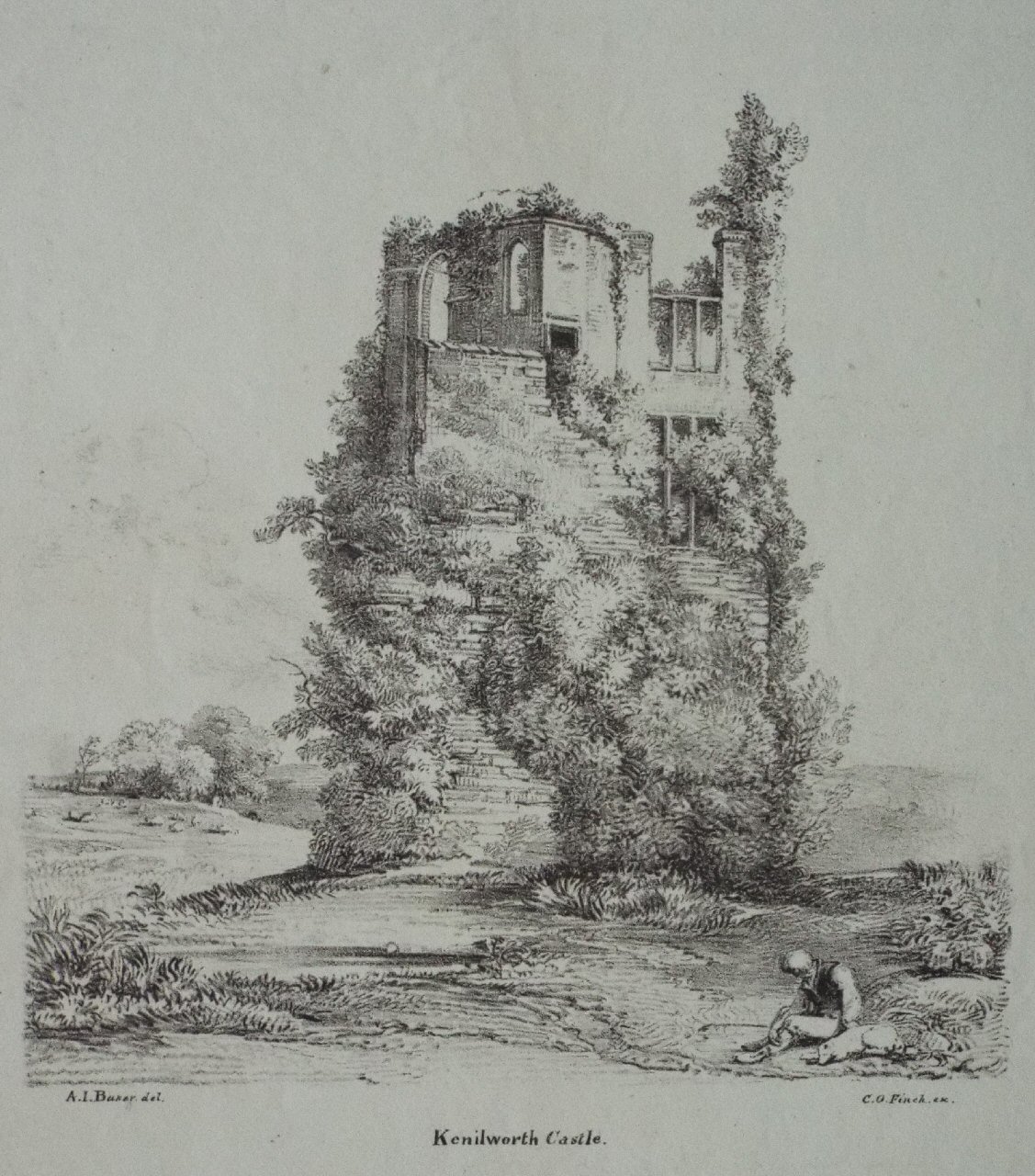 Lithograph - Kenilworth Castle. - Finch